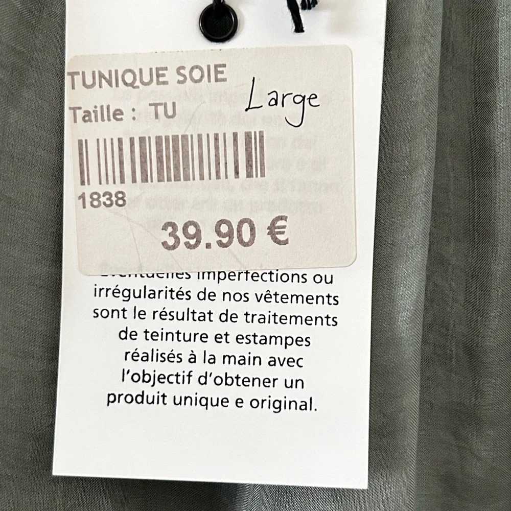 Nina Kendosa Silk Green Gray Blouse with Jersey ruffled Liner in size large NWT - Picture 3 of 16